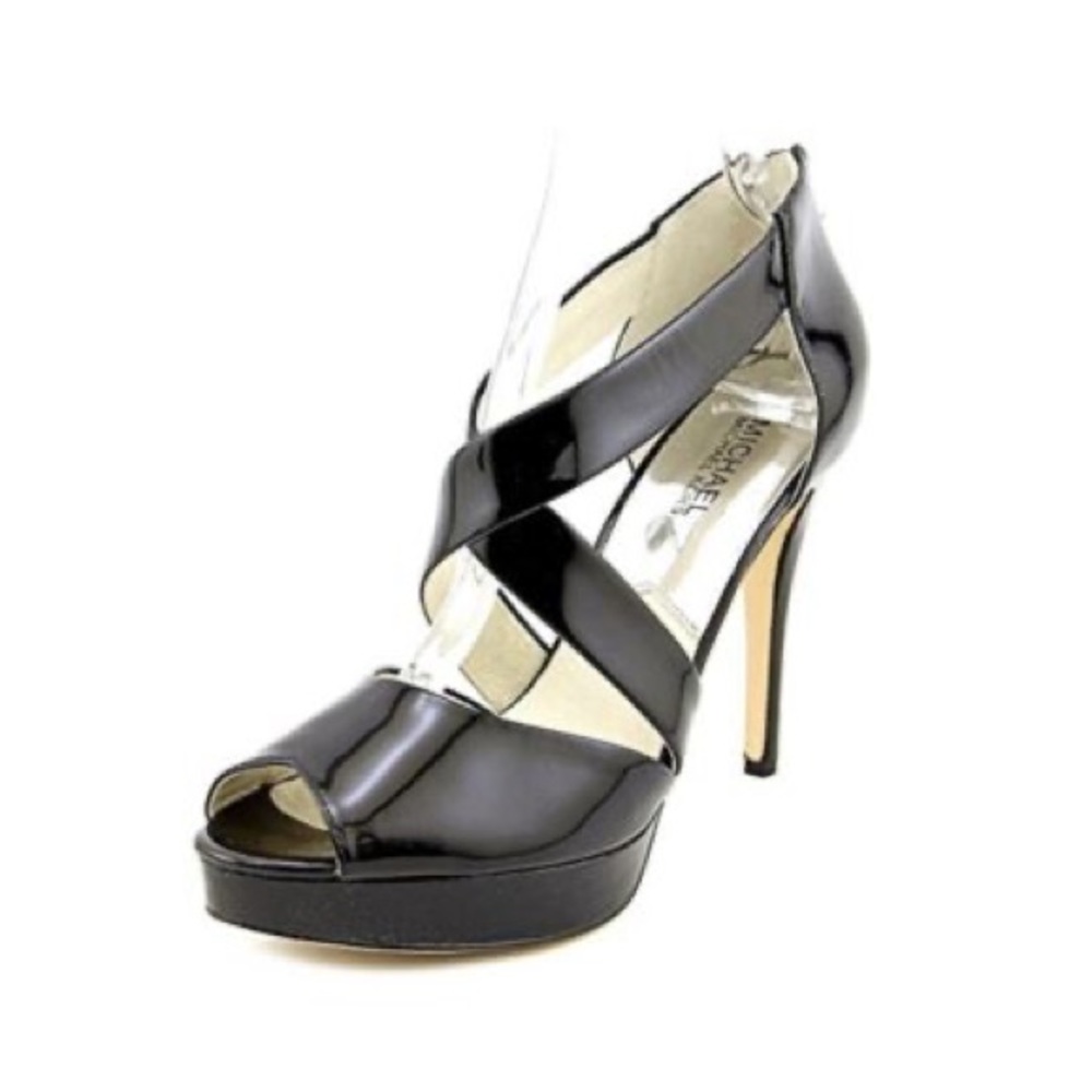 MICHAEL Michael Kors
Ariel Black Patent Leather Peep Toe Platform Sandal sz8 NWT